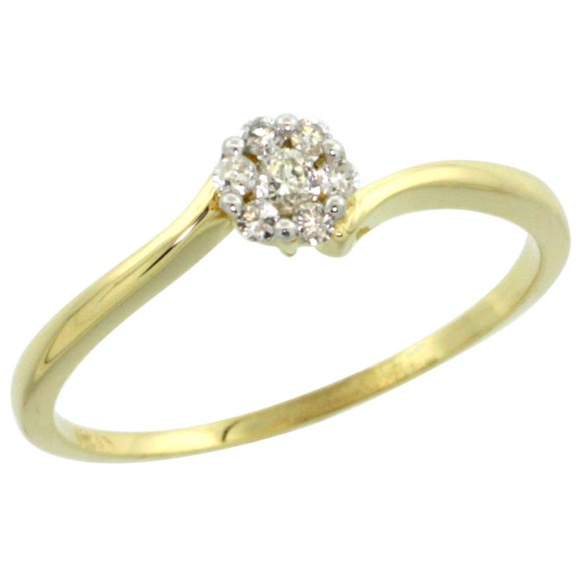 New 14k Gold Flower Cluster Diamond Promise Ring
